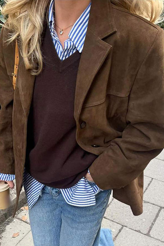 Langer Wildledermantel mit Gürtel