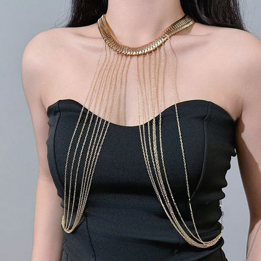 Sleek Gold Tassel Sexy Body Chain