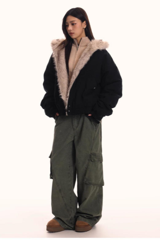 Fur Hooded Insulated Jacket