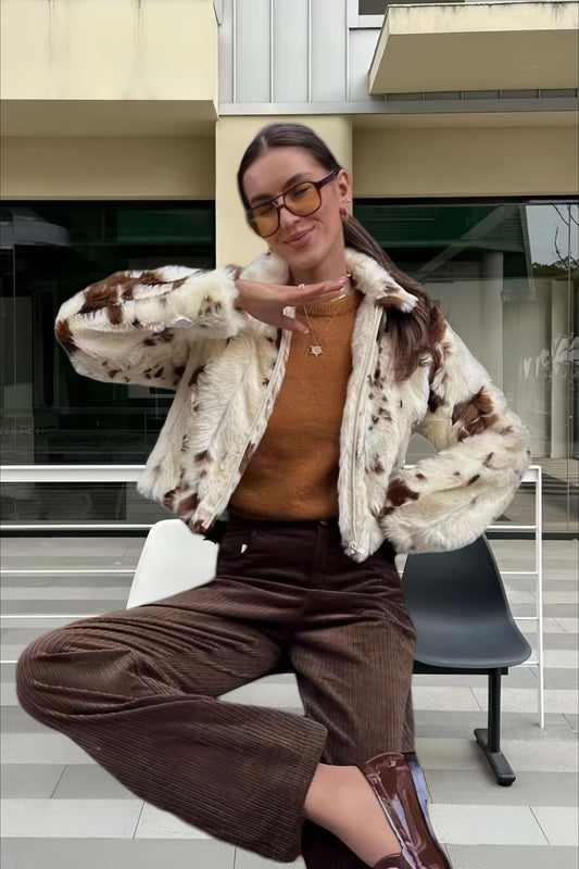 Einfacher Fleece-Kurzmantel mit Reißverschluss