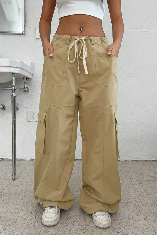 Utility-Cargohose im amerikanischen Stil mit elastischer Taille