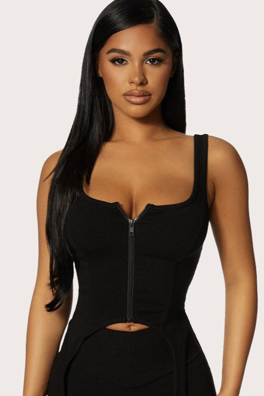 Stricktop mit U-Ausschnitt und Reißverschluss hinten