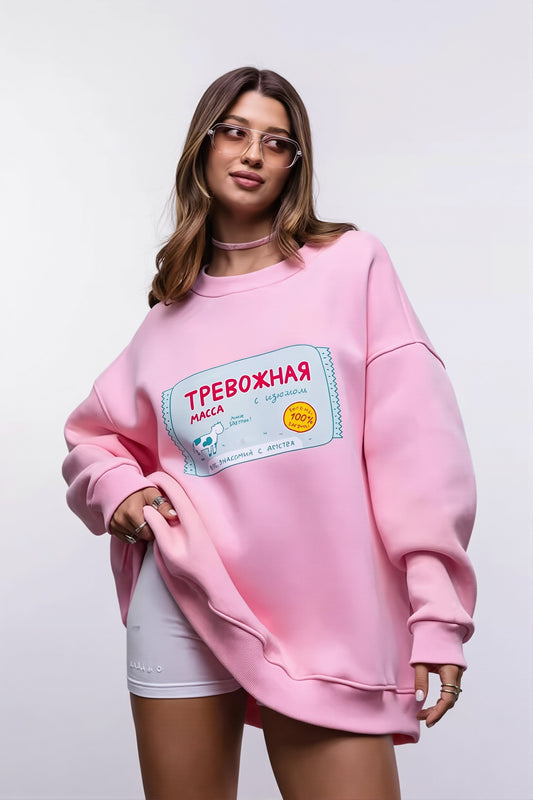 Ticket Patch Oversized Crewneck Sweatshirt