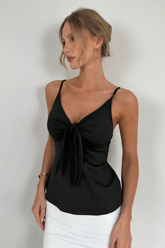 Sexy Minimal Solid Tie Slim Cami Top