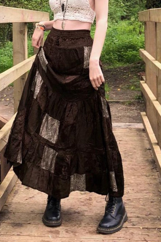 A-Linien-Rock aus bedrucktem Samt