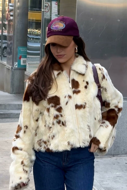 Stylischer Kunstpelzmantel mit Leopardenmuster