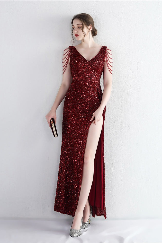 Statement Bead Mermaid Gown Formal Dress