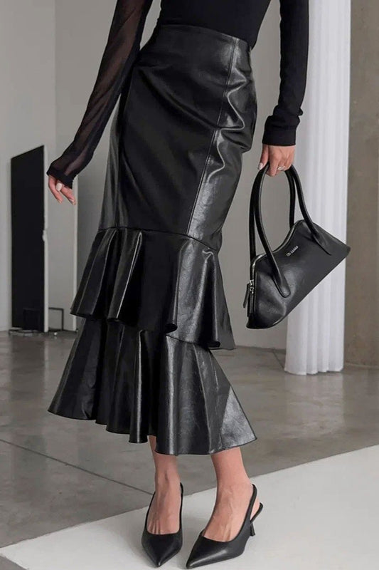 Vintage-Meerjungfrauen-Maxirock mit hohem Bund