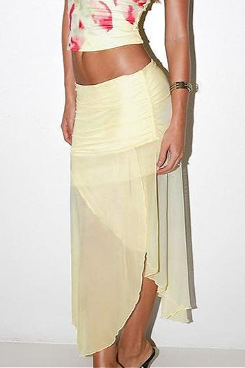 Transparenter Rock mit niedriger Taille und Blumenmuster