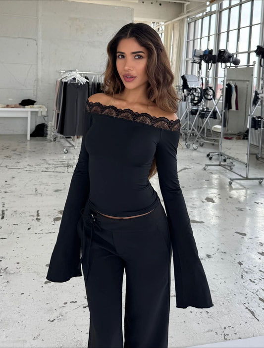 Eyelash Lace Off Shoulder Top