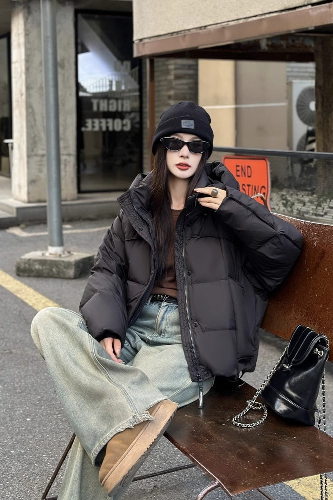 Cropped Oversized Duck Fill Puffer Jacket