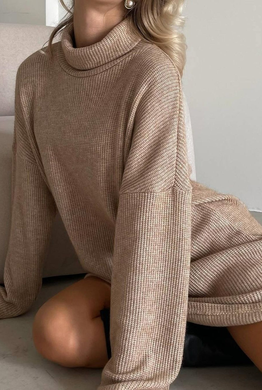 Solid Knit Pullover Sweater Dress