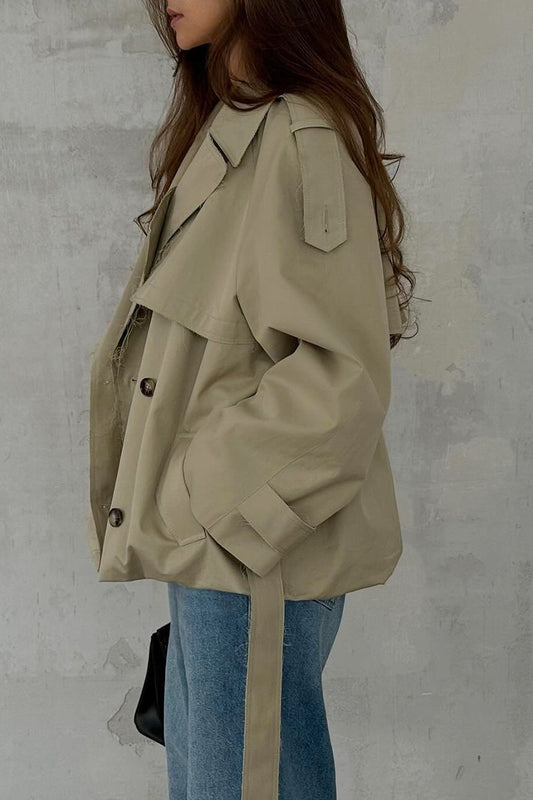 Storm Flap Belted Short Trench Coat