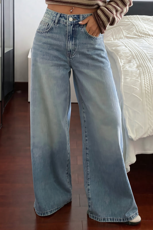 Star Patch Wide Leg Jeans