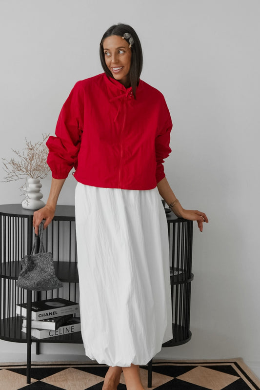 Balloon-Hem Maxi Skirt