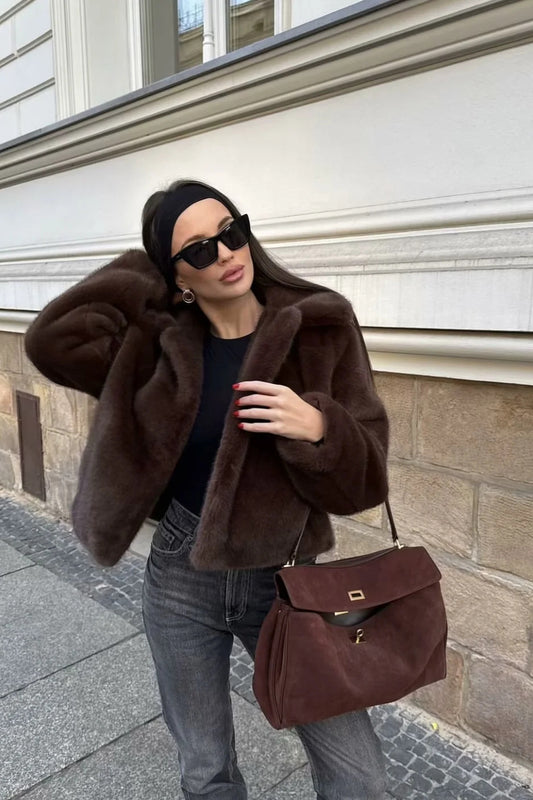 High Street Mantel mit Kunstpelzkragen