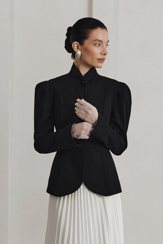 Puff Shoulder Peplum Blazer