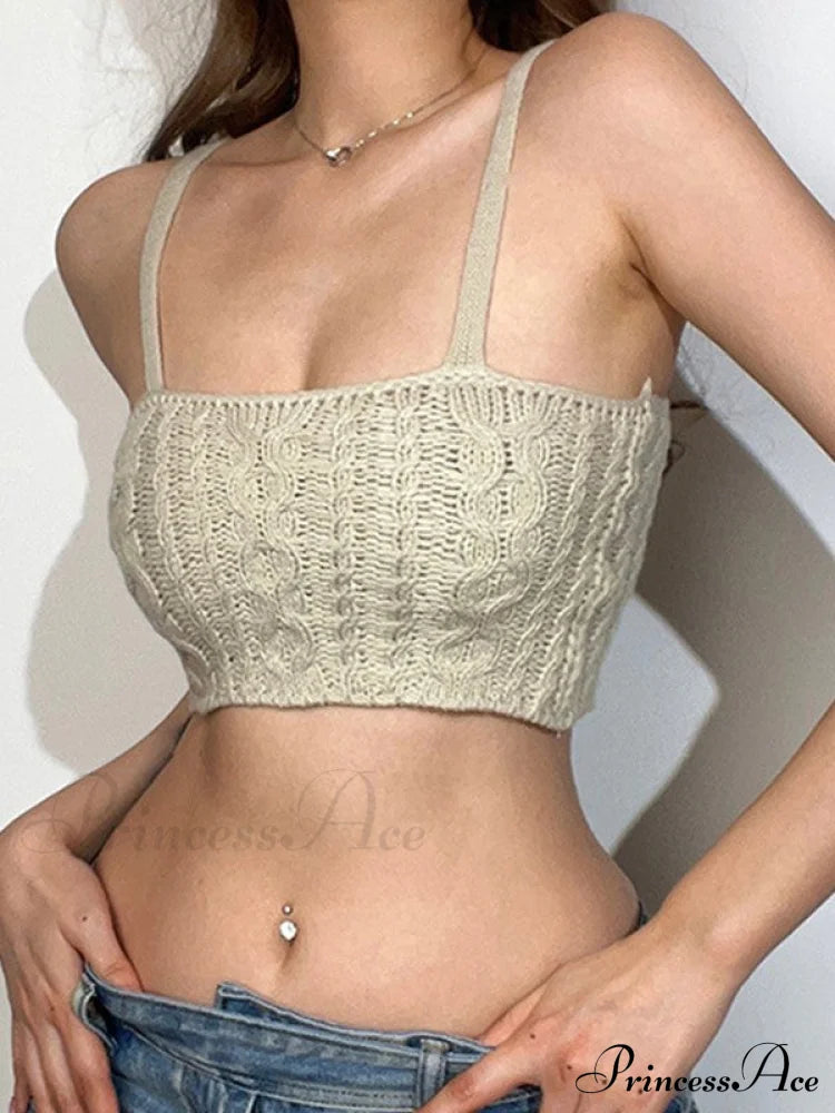 Cable Knit Graceful Bodycon Midi Dress Tank Tops&Camis