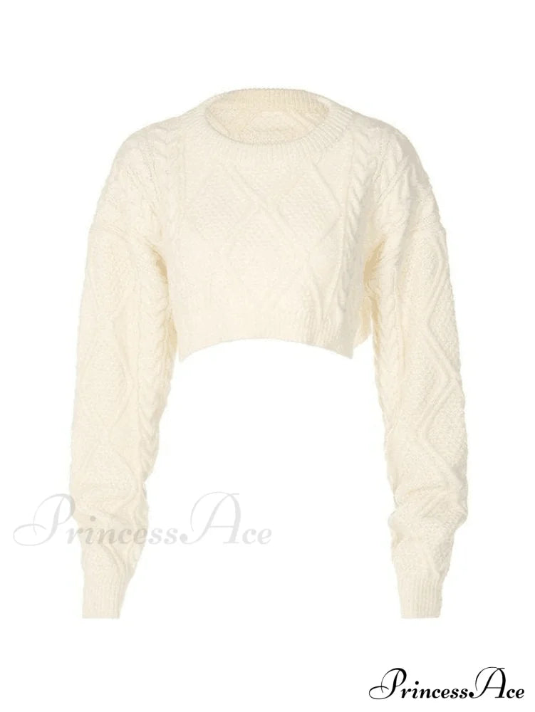 Cable Knit Graceful Crop Cami Top Sweaters