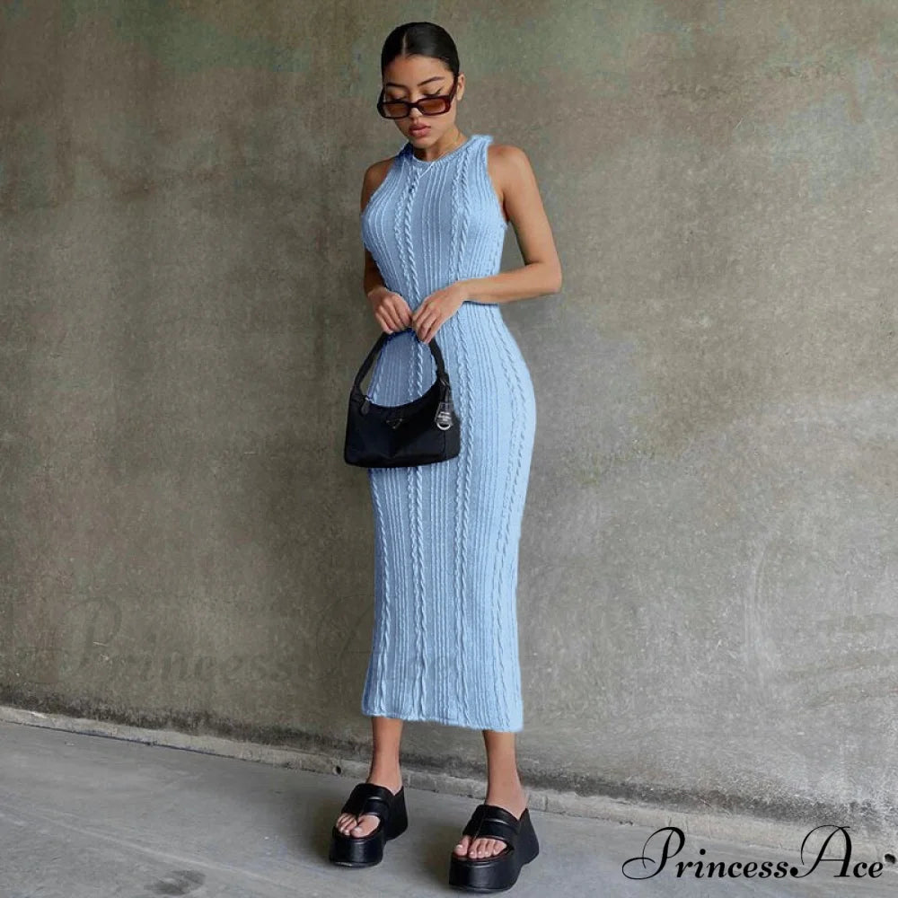 Cable Knit Stylish Tank Maxi Dress Dress