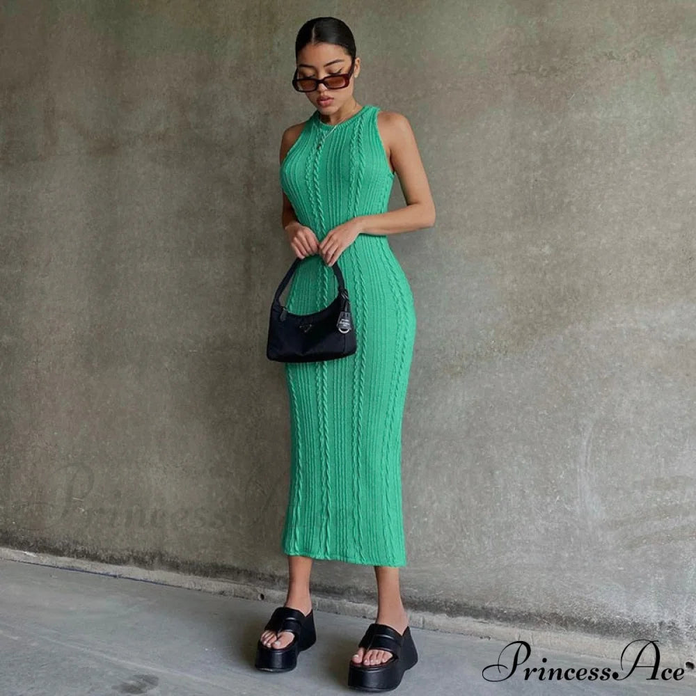 Cable Knit Stylish Tank Maxi Dress Dress