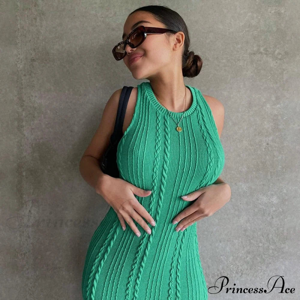 Cable Knit Stylish Tank Maxi Dress Dress