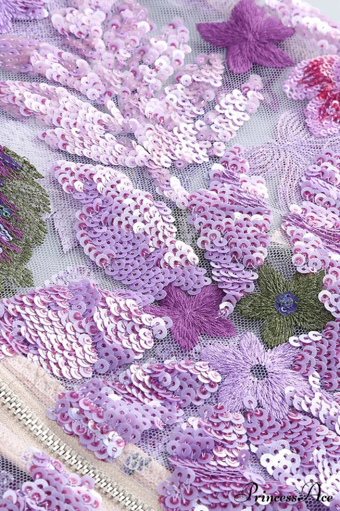 Calista Sequin Stylish Embroidered Maxi Dress