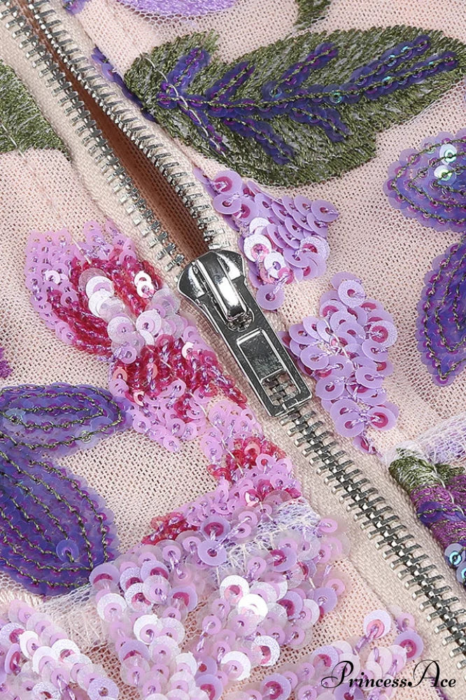 Calista Sequin Stylish Embroidered Maxi Dress