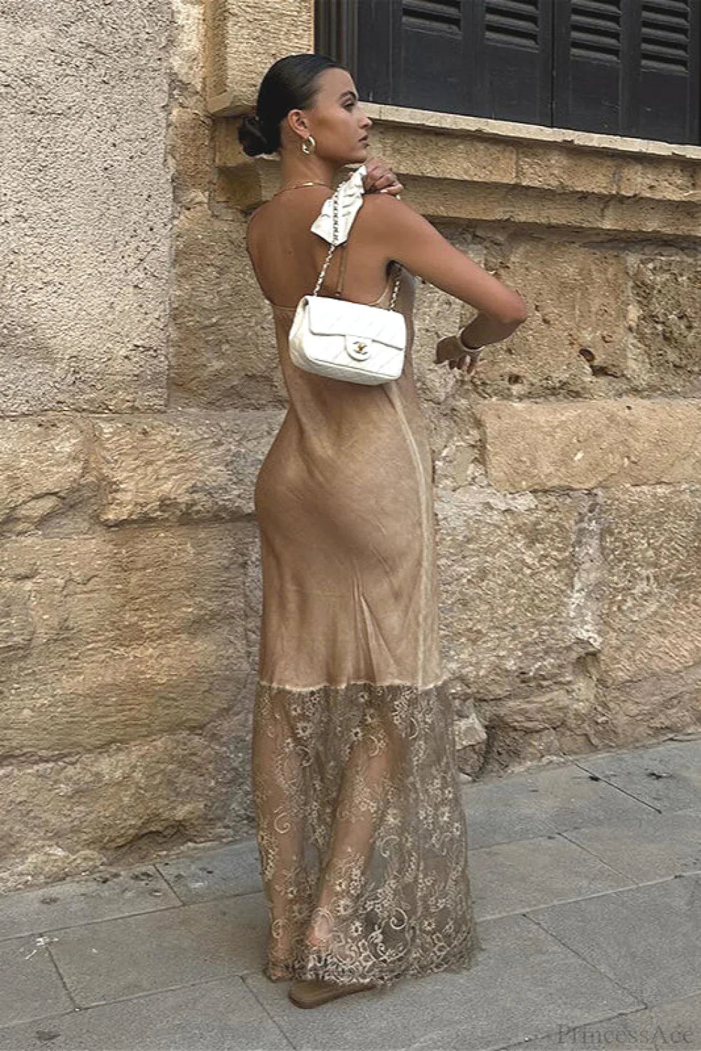 Cami Lace Backless Fitted Maxi Dress