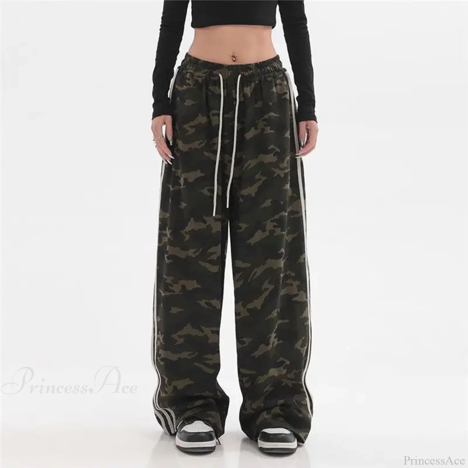 Camouflage Striped Loose Jogging Pants Camouflage / S