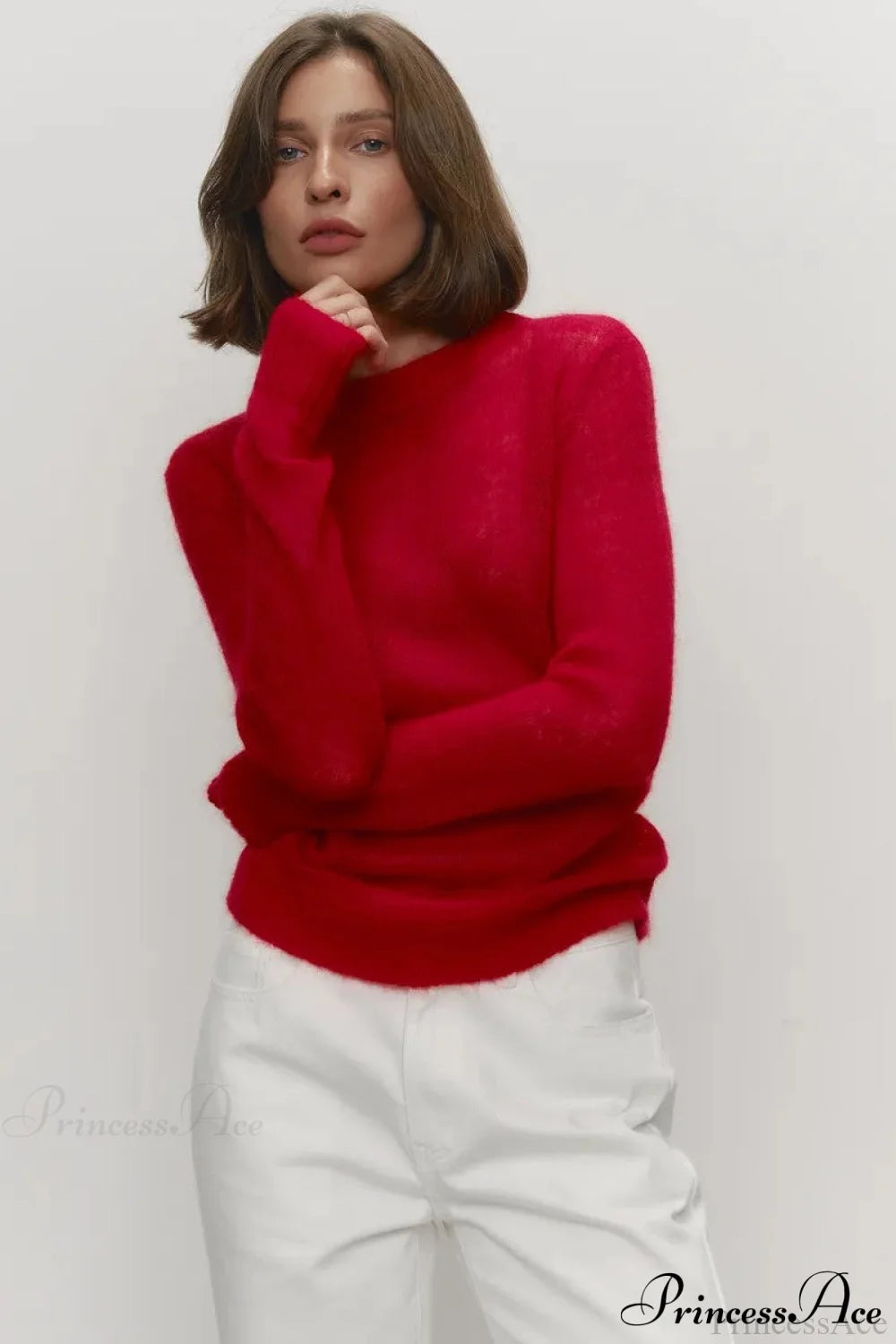 Candy Pastels Sheer Crew Neck Lightweight Knit Top