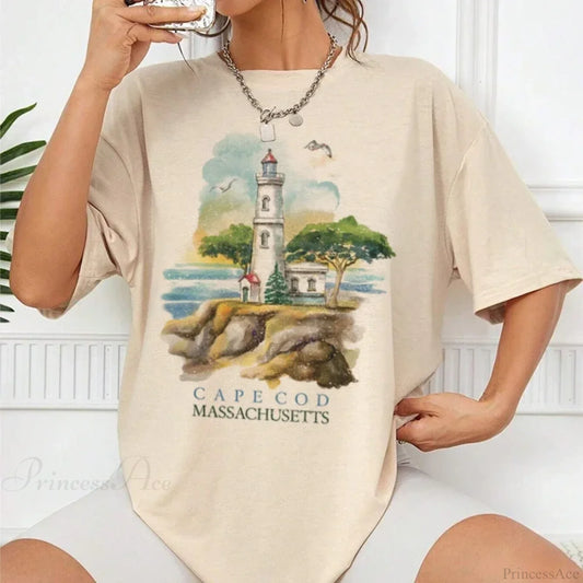 Cape Cod Massachusetts Travel T-shirt Khaki / S t-shirt-250223