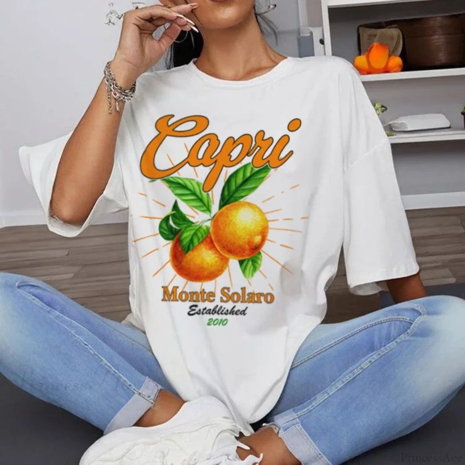 Capri Orange Italy Vacation T-shirt WHITE / S t-shirt-250223
