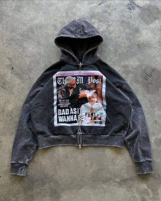 Cardigan Hooded Hoodie Black / S