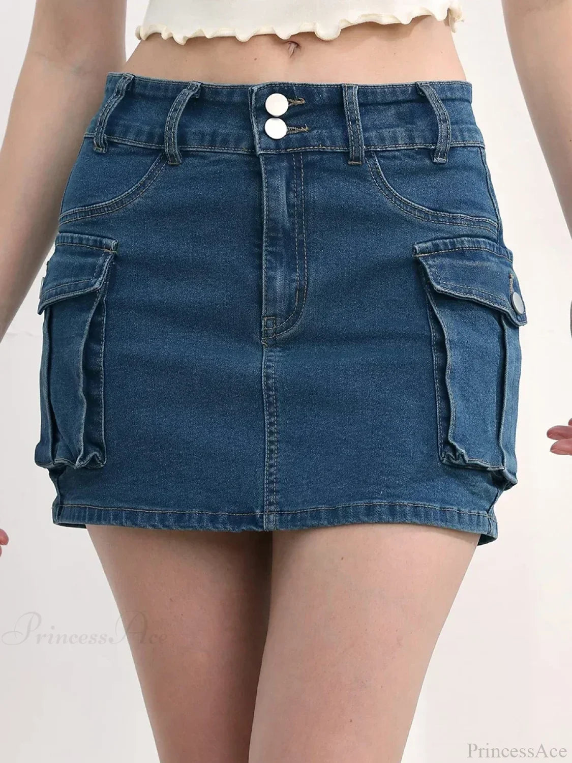 Cargo Pocket Low Waist Skirt Blue / S skirts-250223