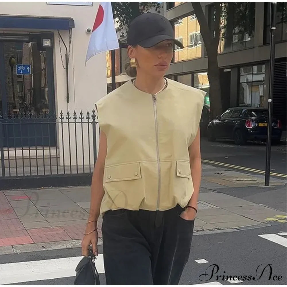 Cargo Pocket Stylish Drawstring Waistcoat