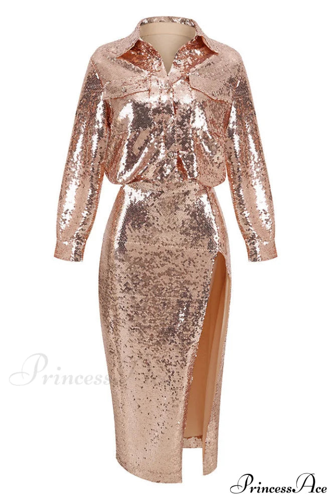 Carlotta Sequin Top Charming + Skirt Set