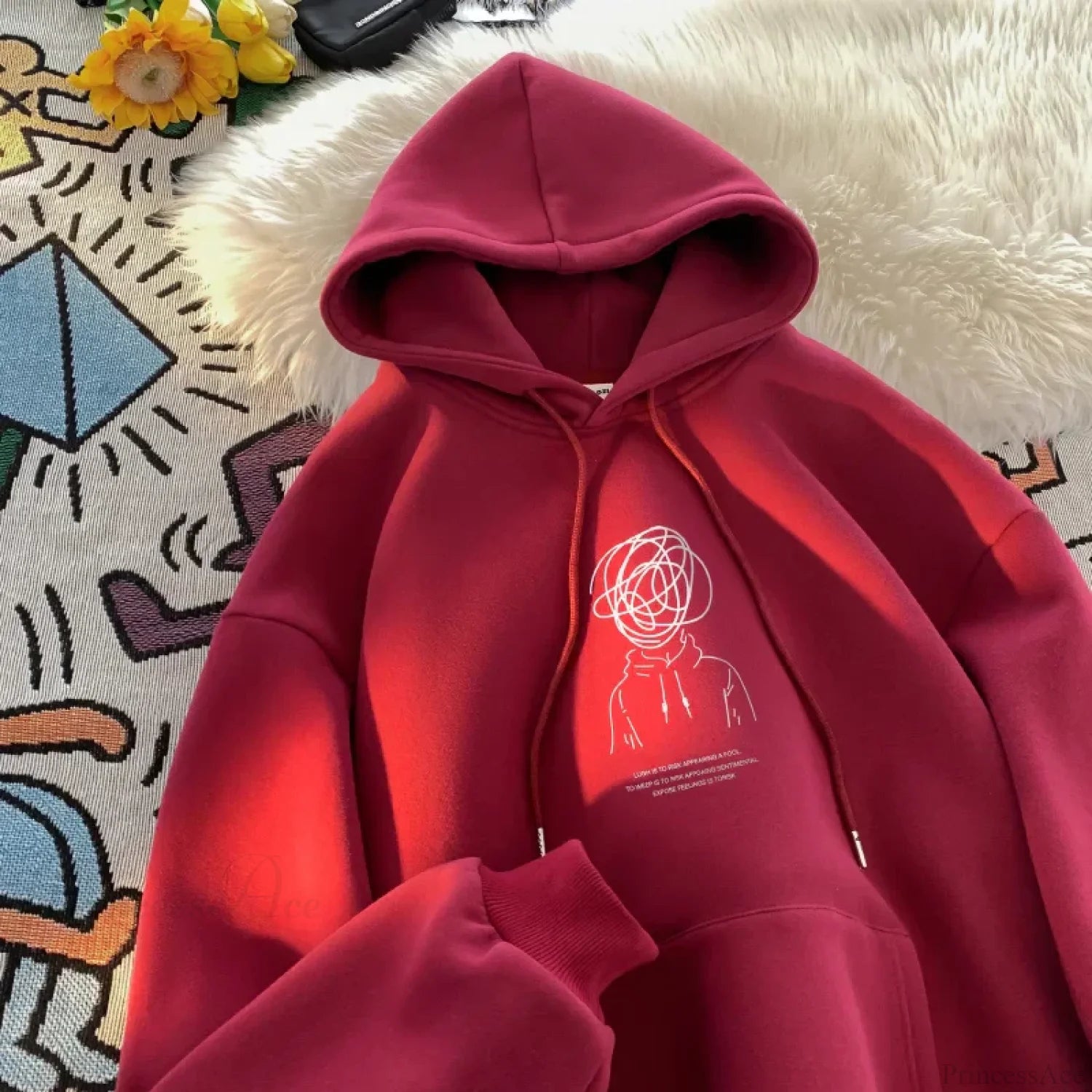 Cartoon Brainstorm Print Hip Hop Hoodie