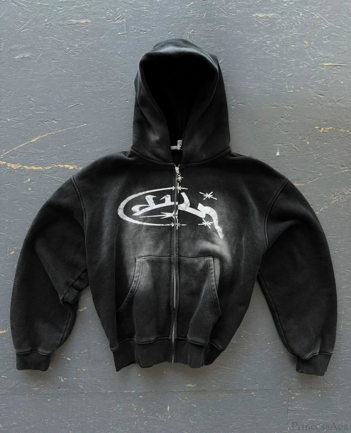 Cartoon Patch Embroidery Fashion Hoodie black 1 / M