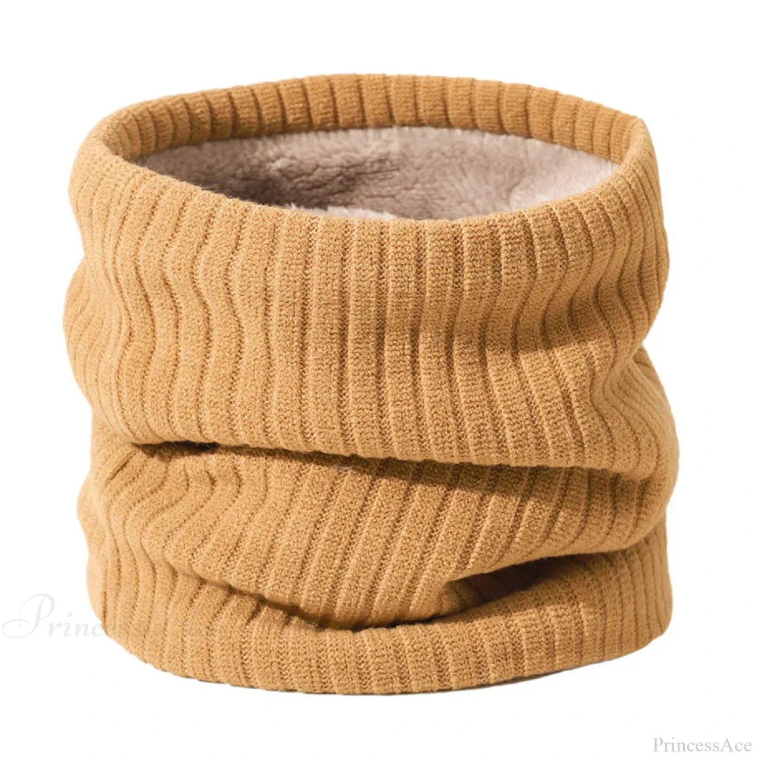 Cashmere Knit Ring Wool Neck Warmer Scarf For Women Camle Scarfs-L