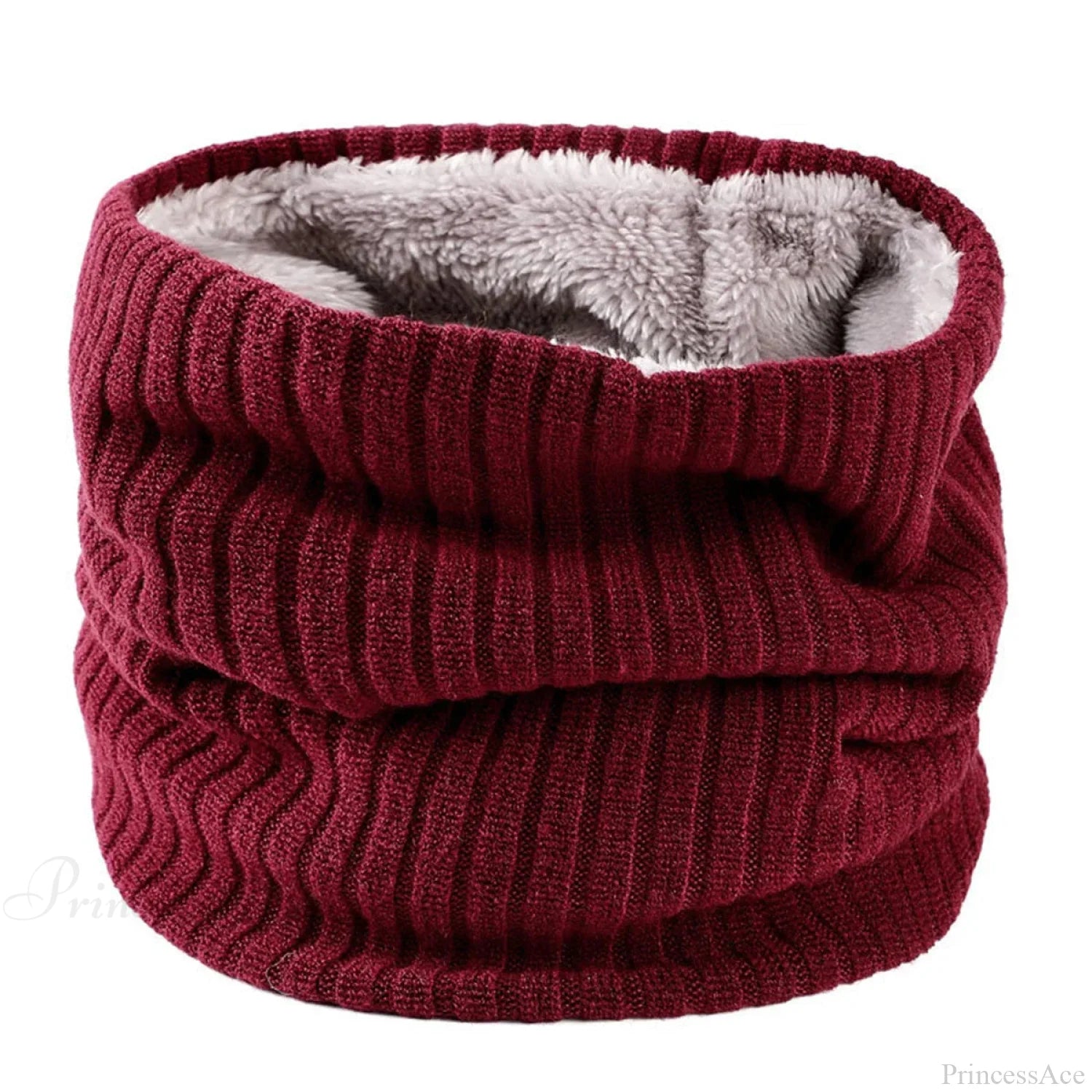 Cashmere Knit Ring Wool Neck Warmer Scarf For Women Wine Red Scarfs-L