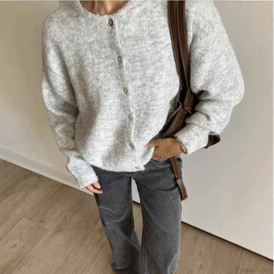 Cashmere Soft Single-breasted Knit Cardigan