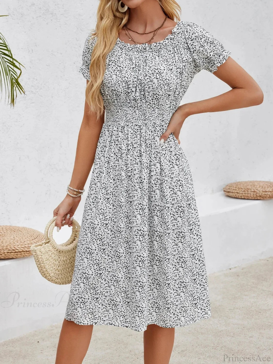 Casual Bohemian Beach Floral Dress oldfloraldress-250126