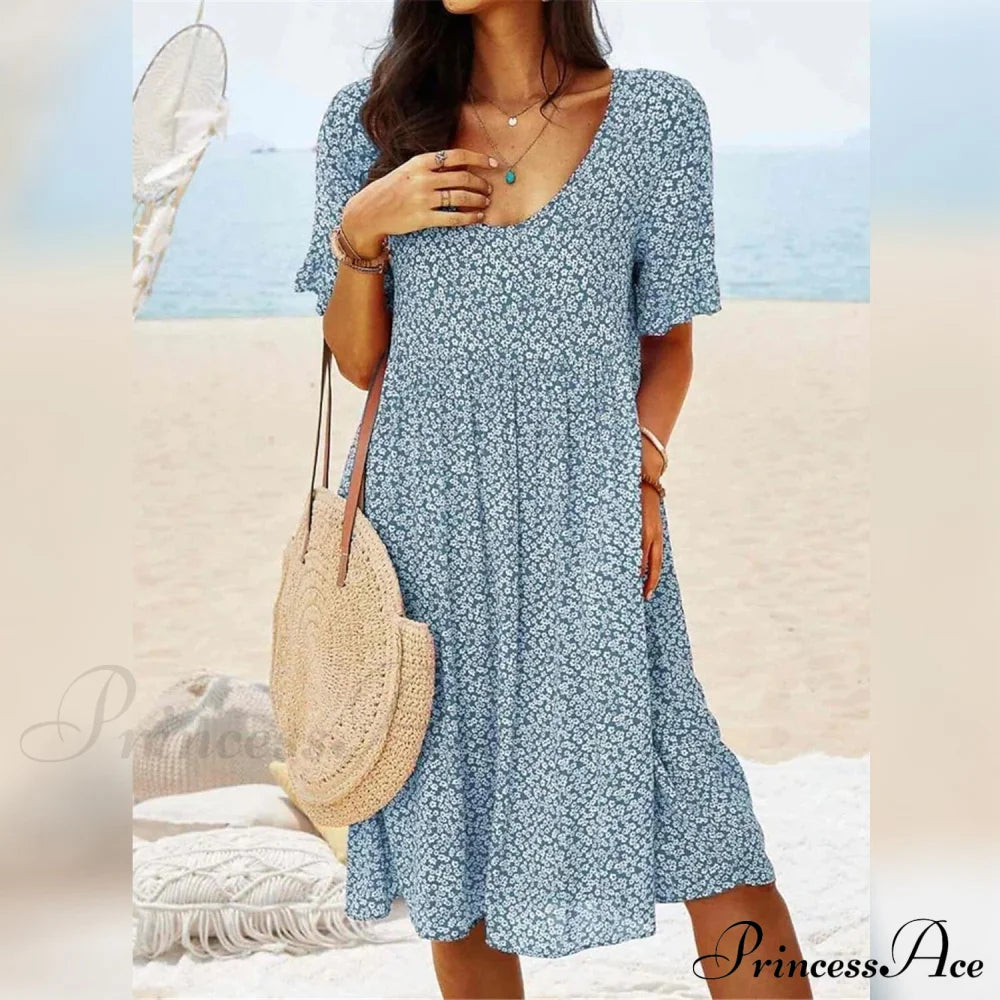 Women's Casual Floral Dress Light Blue __stock:200 casual dresses clothes dresses refund_fee:1200