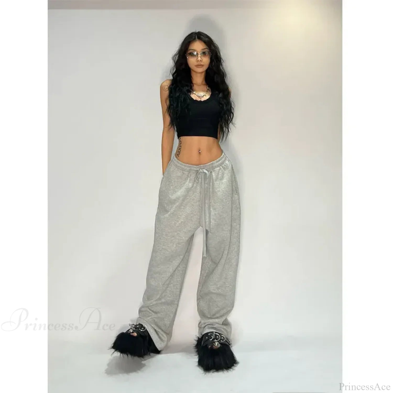 Casual Gray Wide Leg Sweatpants Pants