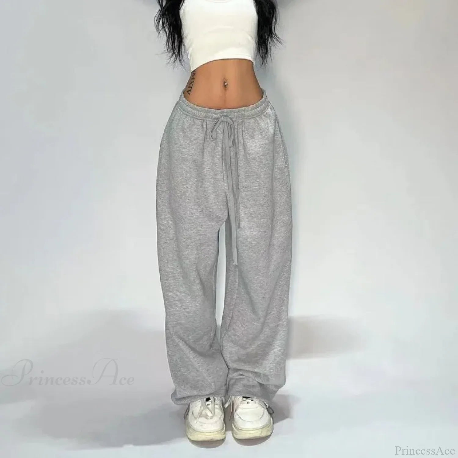 Casual Gray Wide Leg Sweatpants Pants Gray / M