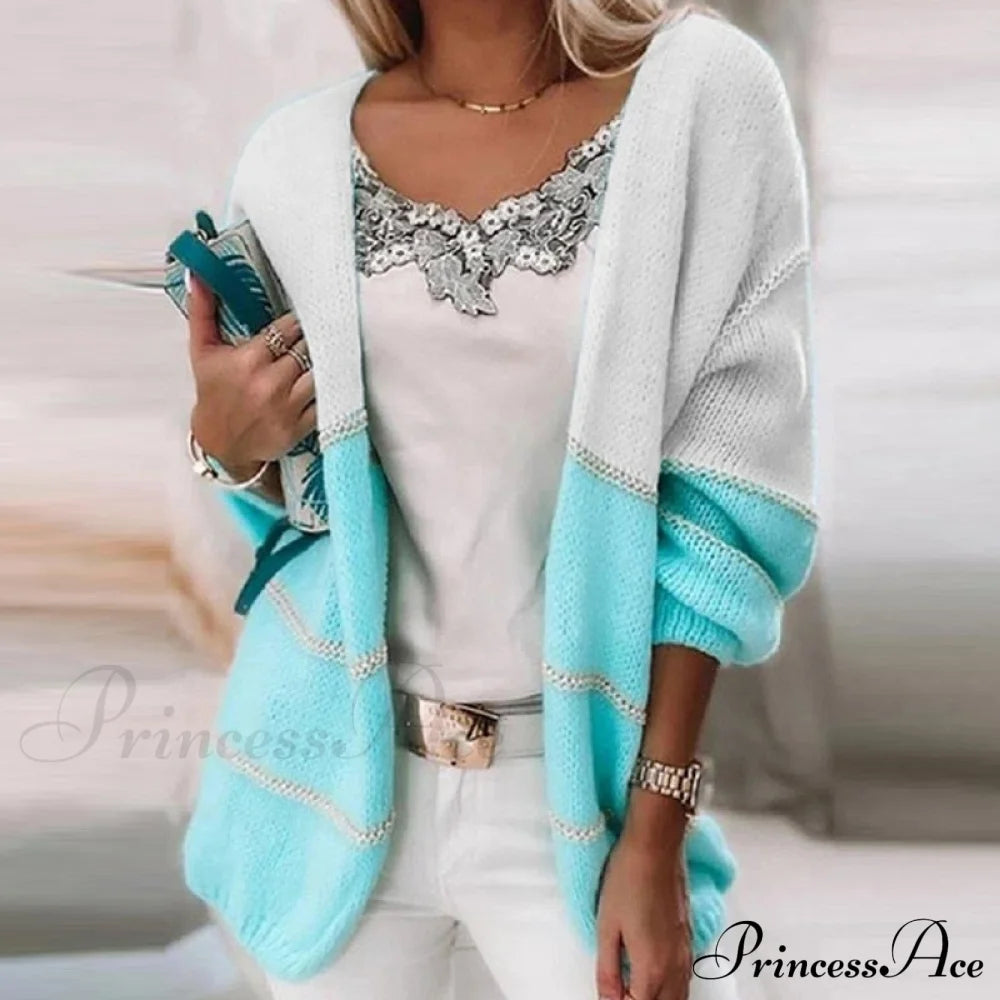 Casual Harajuku Women Loose Sweater Cardigan 02 Blue Gray / S