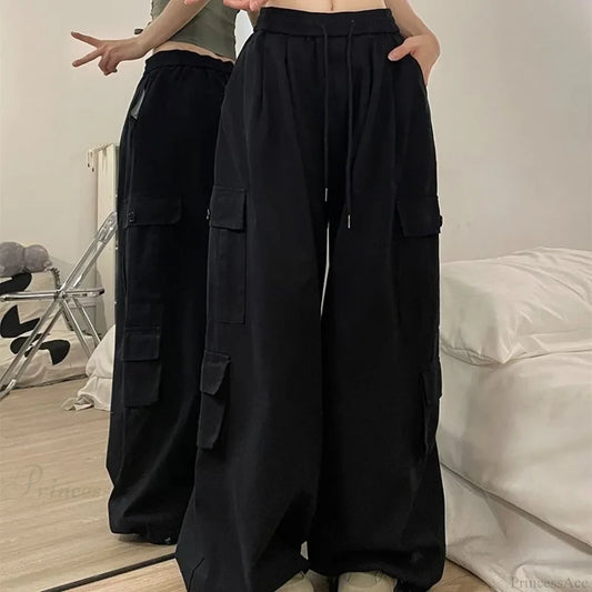 Casual Harajuku Y2K Cargo Pants Black / S