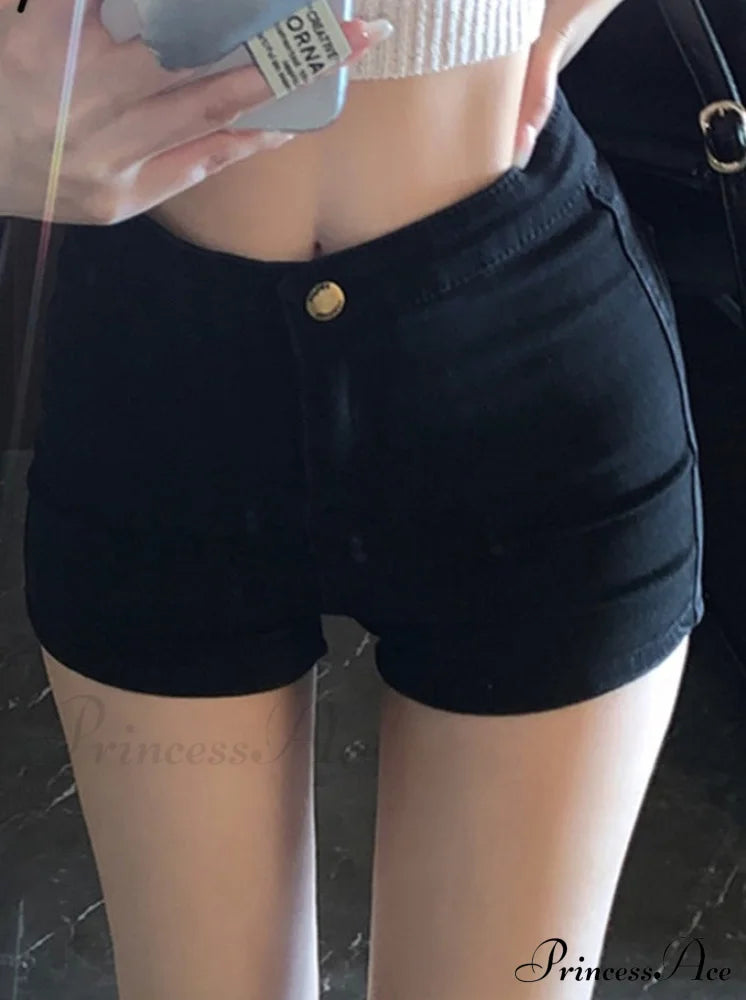 Casual High Skinny Women’s Waisted Black Fashion Jeans Korean Shorts 2024 Straight