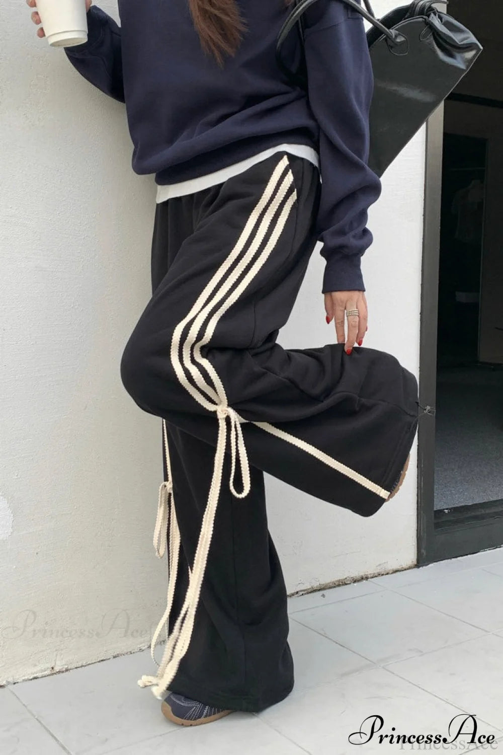 Casual High Waist Wide Leg Asymmetrical Pocket Pants